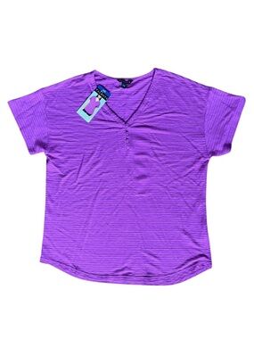 NWT Talbots 3 Button V Neck Top Purple Large